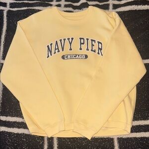 Chicago Yellow Sweater with Navy Pier